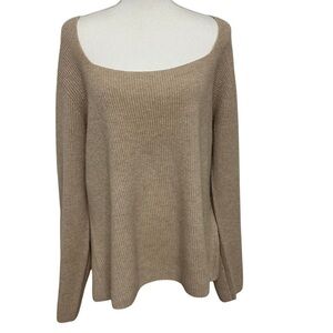 Vince Cashmere Ribbed Square Neck Creme Sweater SZ XXL Designer NEW WITH TAGS
